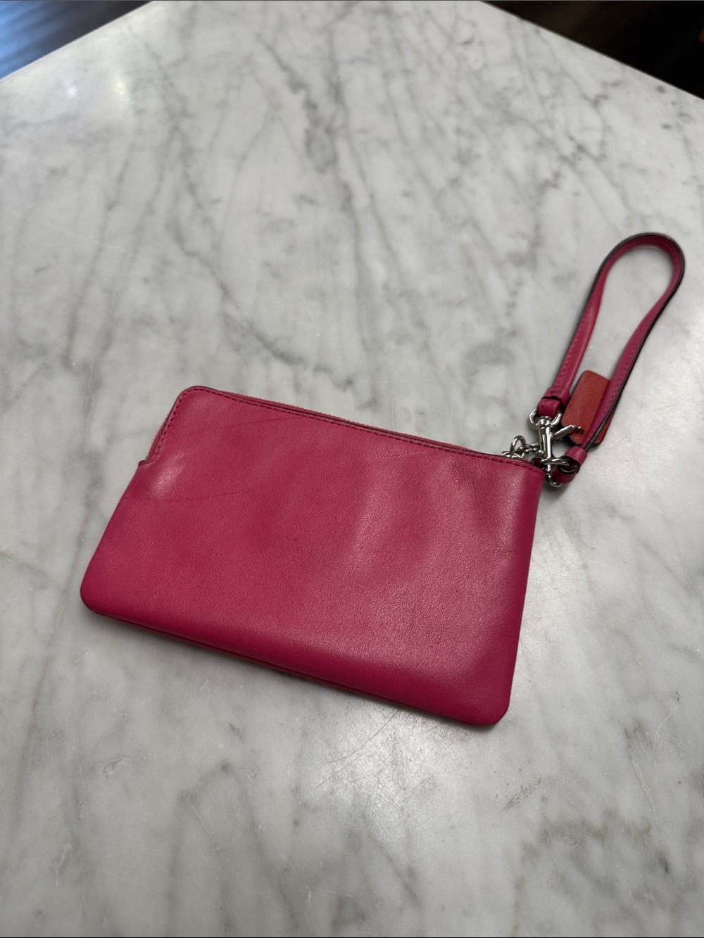 Coach Red and Pink Color Block Leather Wristlet - Picture 4 of 9